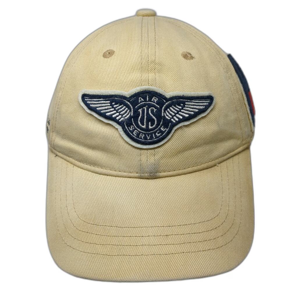 Red Canoe Baseball Cap Beige One Size US Air Service Jet Blast Warning Hat
